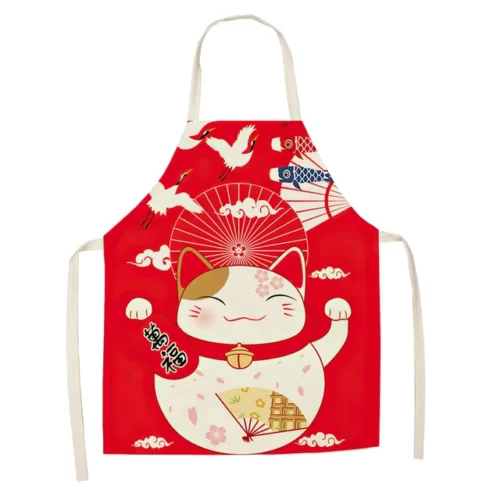 Cotton-and-linen-kitchen-apron-japanese-animated-cat-lucky-cat-sleeveless-bib.jpg_640x640-3 Tabliers Maneki Neko Japonais - Modele-3 enfant-38x47cm