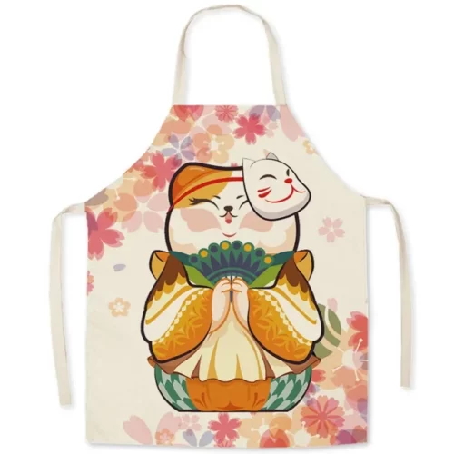 Cotton-and-linen-kitchen-apron-japanese-animated-cat-lucky-cat-sleeveless-bib.jpg_640x640-7 Tabliers Maneki Neko Japonais - Modele-8 l-75x65cm