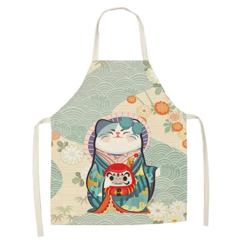 Cotton-and-linen-kitchen-apron-japanese-animated-cat-lucky-cat-sleeveless-bib.jpg_640x640-9 Tabliers Maneki Neko Japonais - Modele-10 enfant-38x47cm