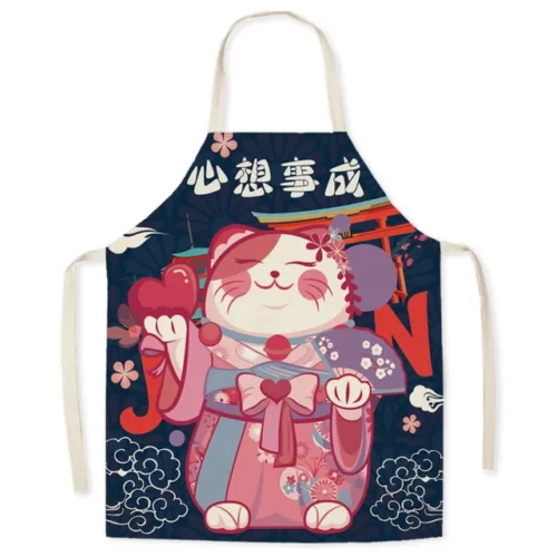 Japanese-style-linen-kitchen-apron-cartoon-cat-housekeeping-resistant-l.jpg_640x640-1 Tablier Maneki Neko - Modele-6 adulte-68x55cm
