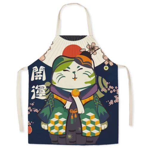 Japanese-style-linen-kitchen-apron-cartoon-cat-housekeeping-resistant-l.jpg_640x640-12 Tablier Maneki Neko - Modele-9 adulte-68x55cm