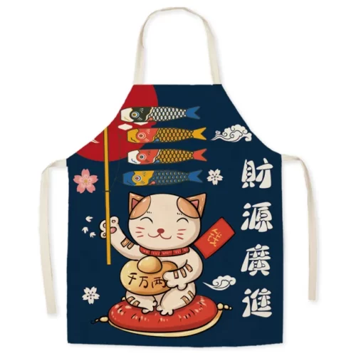 Japanese-style-linen-kitchen-apron-cartoon-cat-housekeeping-resistant-l.jpg_640x640-14 Tablier Maneki Neko - Modele-5 adulte-68x55cm