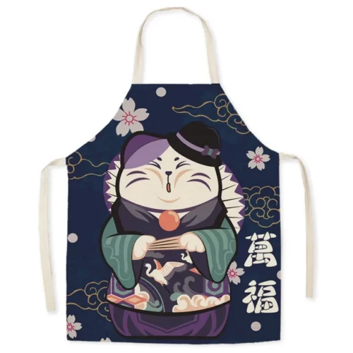 Japanese-style-linen-kitchen-apron-cartoon-cat-housekeeping-resistant-l.jpg_640x640-2 Tablier Maneki Neko - Modele-11 adulte-68x55cm