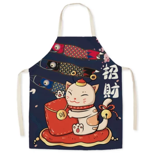 Japanese-style-linen-kitchen-apron-cartoon-cat-housekeeping-resistant-l.jpg_640x640-5 Tablier Maneki Neko - Modele-7 adulte-68x55cm