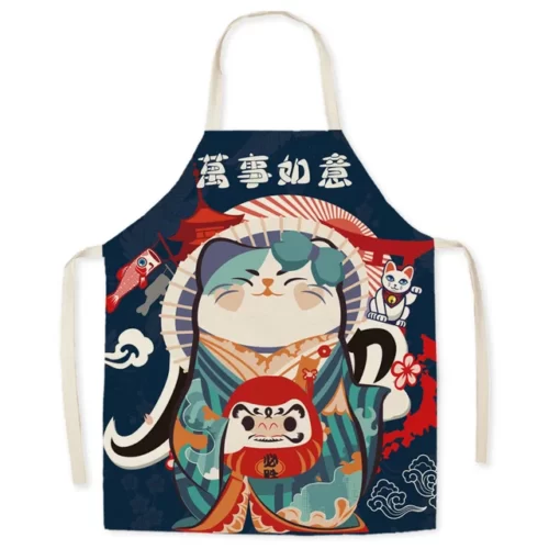 Japanese-style-linen-kitchen-apron-cartoon-cat-housekeeping-resistant-l.jpg_640x640-9 Tablier Maneki Neko - Modele-8 adulte-68x55cm