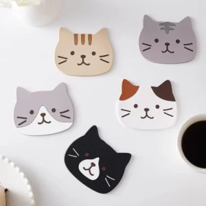 Tapis-color-s-en-caoutchouc-de-silicone-pour-tasse-de-chat-mignon-coussinets-coordonnants-visages-isol 5 Dessous de Verre Chat