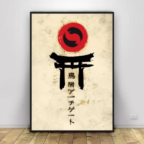Toile-d-Art-Mural-de-Samoura-Sakura-Sabre-D-grad-Affiche-Encre-Japonaise-Modulaire-Impression-de-1 Affiches Japonaises - Image 3