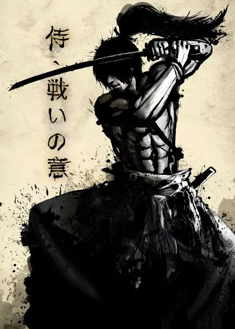 Toile-d-Art-Mural-de-Samoura-Sakura-Sabre-D-grad-Affiche-Encre-Japonaise-Modulaire-Impression-de.jpg_640x640-10 Affiches Japonaises - 21x30cm samourai-moderne