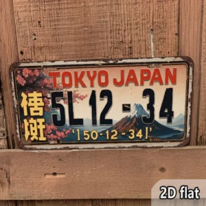 Plaque Immatriculation Vintage Tokyo Japon Plaque immatriculation vintage Tokyo Japon décoration murale aluminium