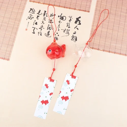 004 Carillon Éolien Japonais Furin — Poisson Rouge en Verre